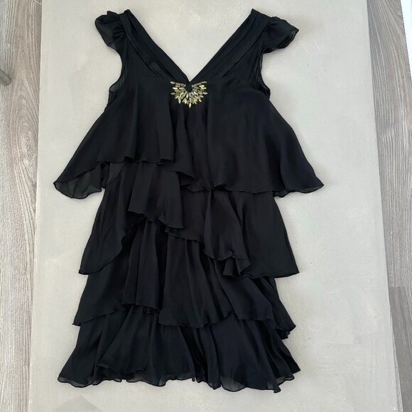 REBECCA TAYLOR BEADED SILK DRESS SZ - Picture 1 of 6